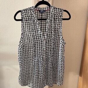 MaEVe by Anthropologie Women's Black and White Gingham Blouse size Large